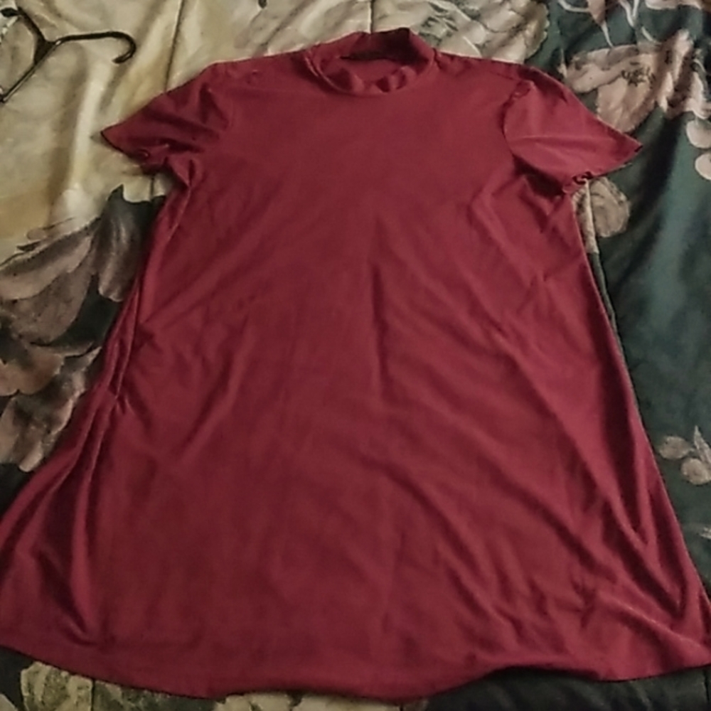 As U Wish small burgundy turtleneck short sleeved mini dress